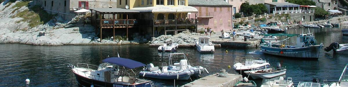 Port and village of Centuri-Port (Haute-Corse, France).