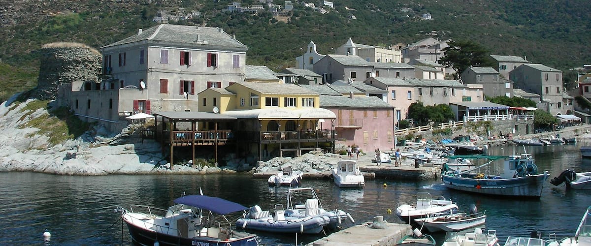 Port and village of Centuri-Port (Haute-Corse, France).