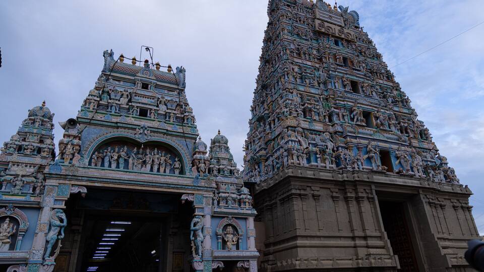 A temple with intricate carvings and statues.