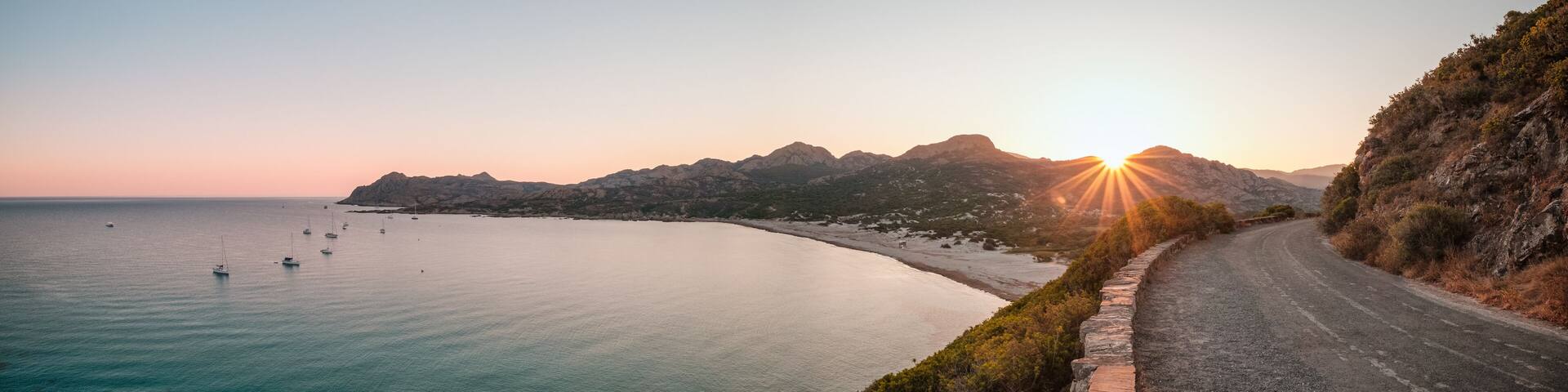 Dawn breaking at Ostriconi beach in Corsica