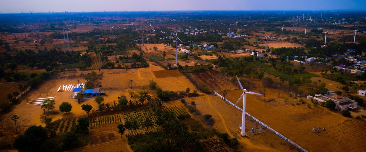 Muppandal Wind Farm, India's largest operational onshore wind farm at Aralvaimozhi in Kanyakumari