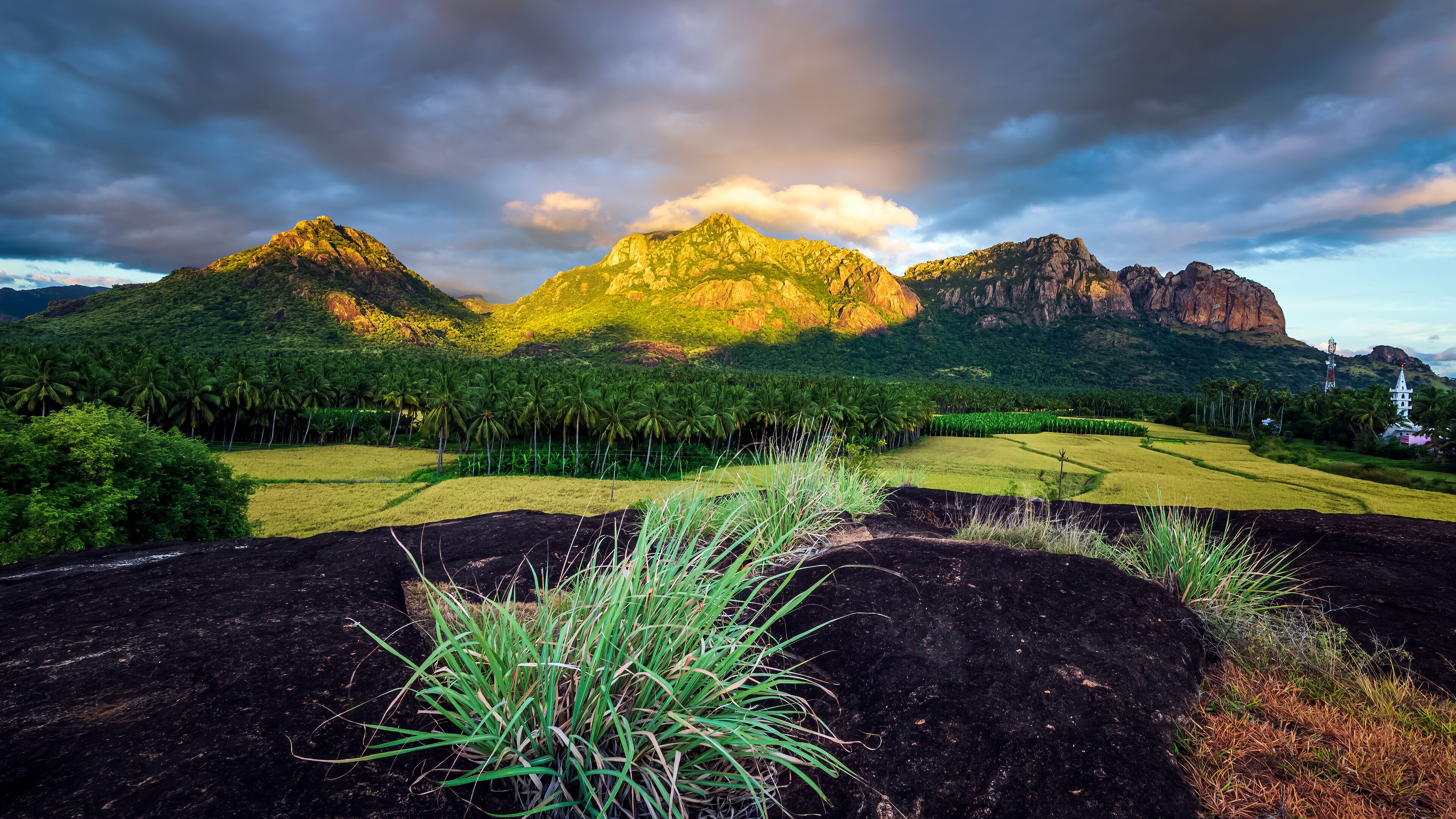 Dramatic clouds with mountain background view.Near NAGERCOIL, KANYAKUMARI DISTRICT, TAMIL NADU. INDIA.