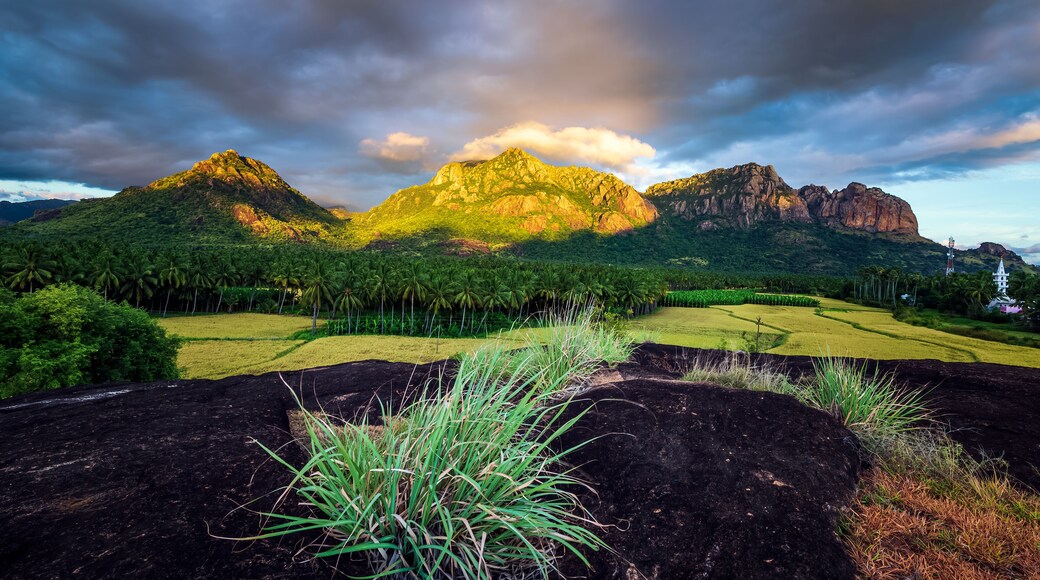 Dramatic clouds with mountain background view.Near NAGERCOIL, KANYAKUMARI DISTRICT, TAMIL NADU. INDIA.