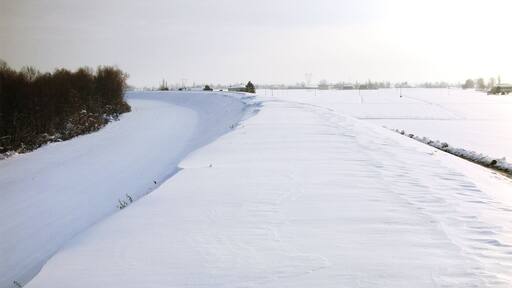 Padulle, argine reno innevato