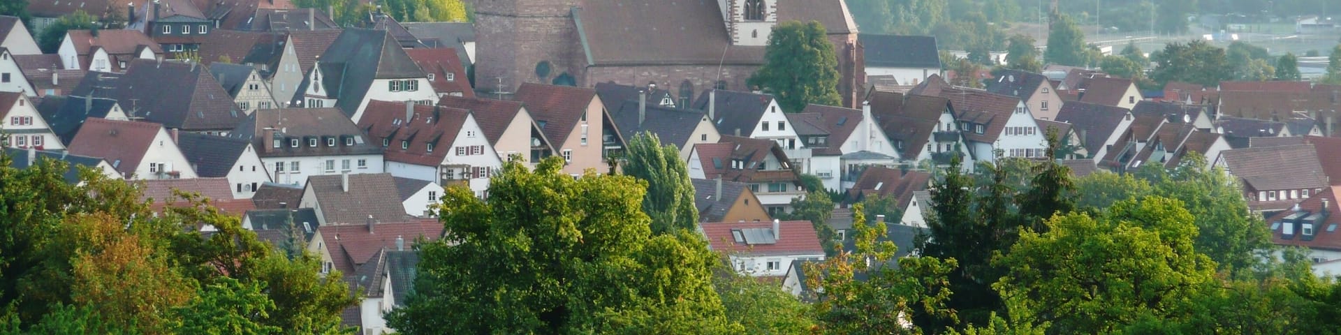 Weil der Stadt (Über dem Stadtkern erhebt sich die ab dem 15. Jahrhundert errichtete Stadtkirche St. Peter und Paul, ein spätgotischer Hallenbau mit drei Türmen)