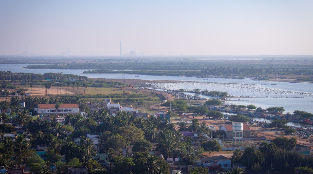 Breathtaking view of Pulicat(also called as Pazhaverkadu) Lagoon, Tamil Nadu, India. Aerial view of Pulicat lake and lagoon with fishing boats stationed around. Pulicat lake is in north of Chennai.