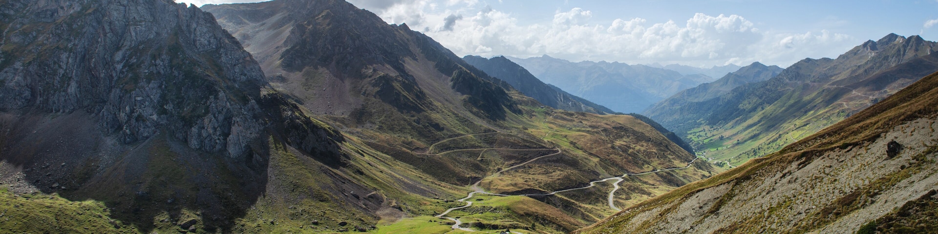 View of Col du Tourmalet in pyrenees mountains