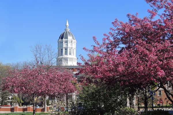 springtime at Jesse hall on the university of missouri campus, columbia, missouri ; Shutterstock ID 405100327