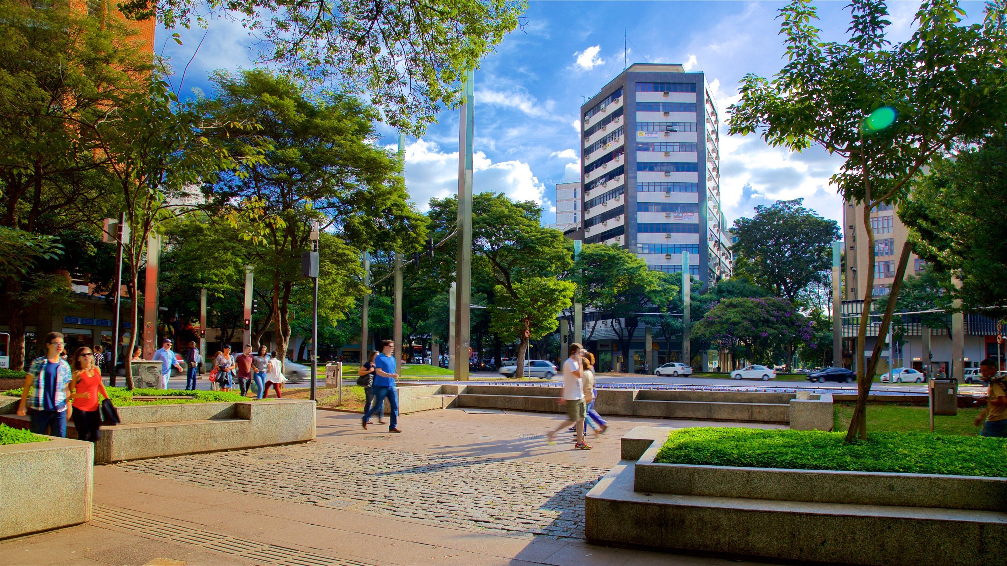 Savassi Square featuring a city, street scenes and a garden