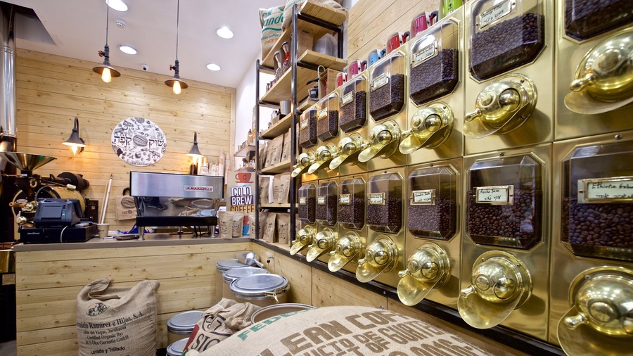 Old City featuring café scenes and interior views