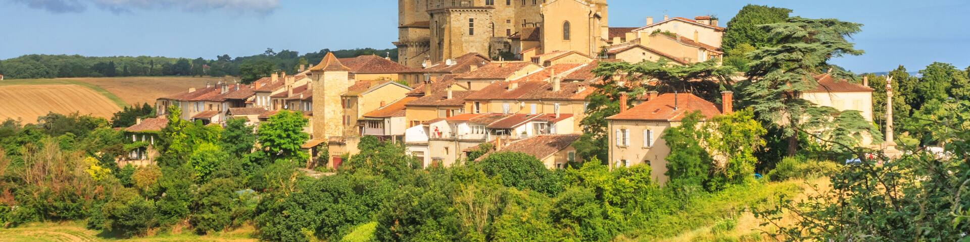 Summer landscape - view of the village of Lavardens, in the historical province Gascony, the region of Occitanie of southwestern France