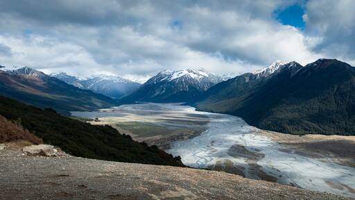 Panoramic view from Bealey Spur Track in Arthur’s Pass National Park, New Zealand