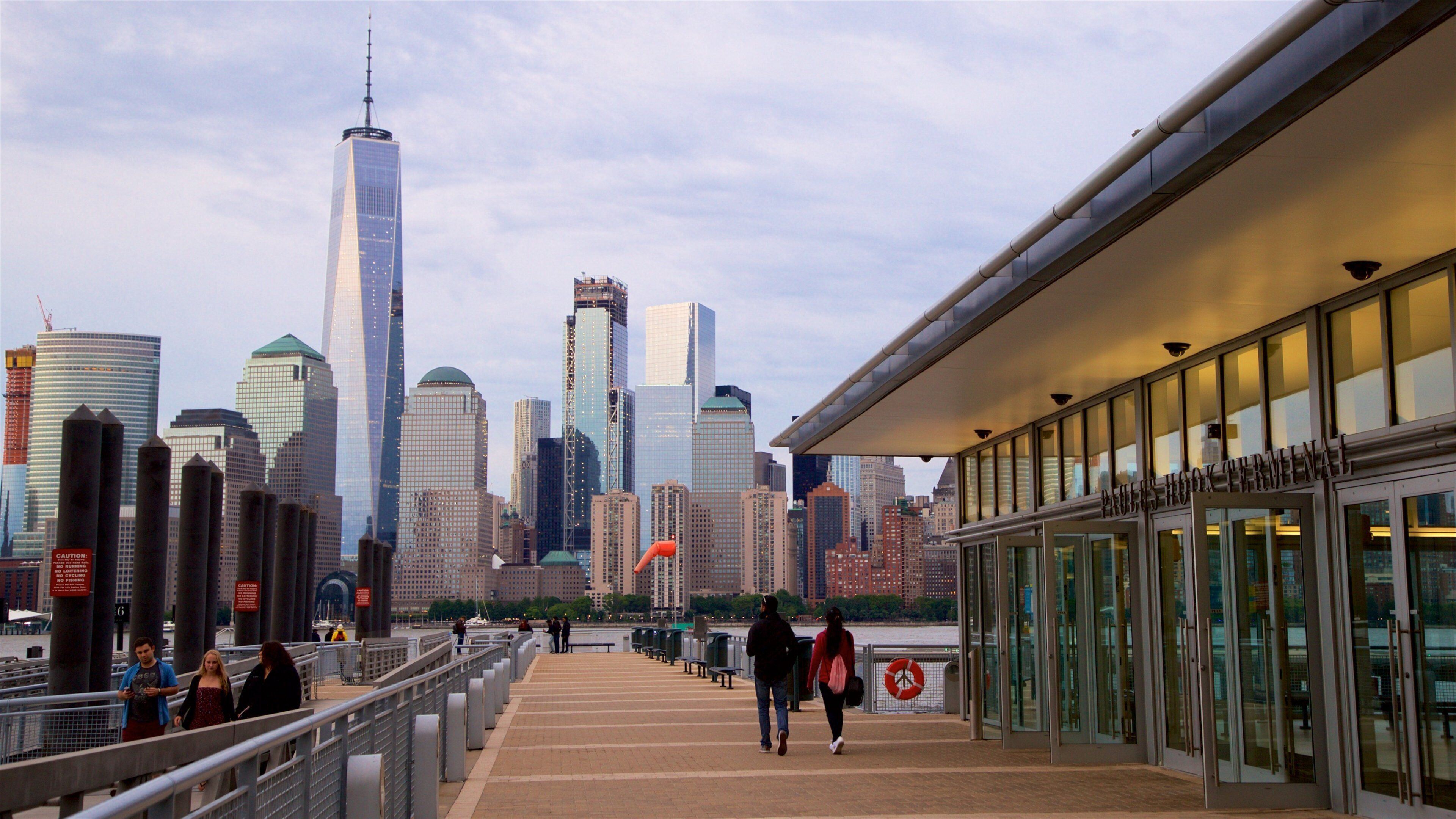 Hudson River Waterfront Walkway featuring street scenes, a city and a high rise building