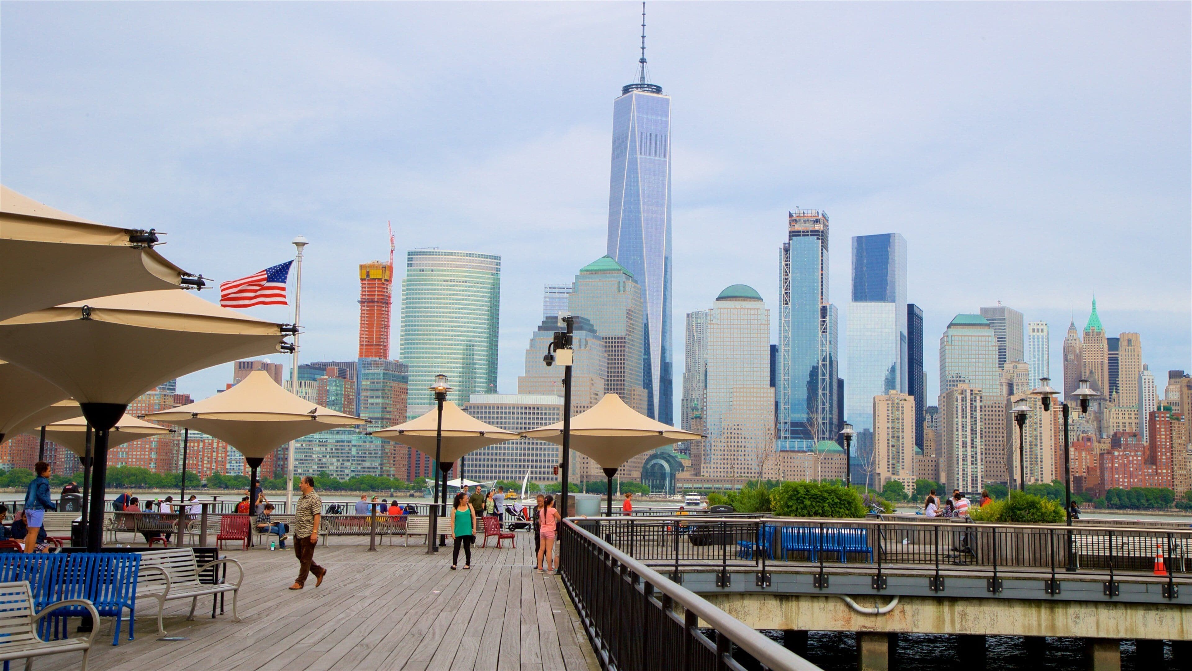 Hudson River Waterfront Walkway featuring a city and a high rise building