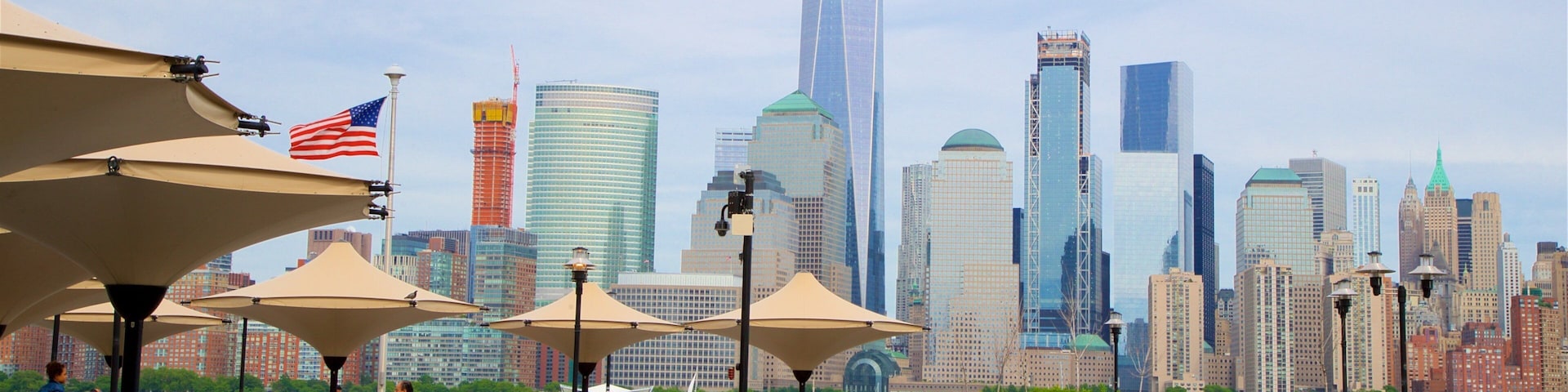 Hudson River Waterfront Walkway featuring a city and a high rise building