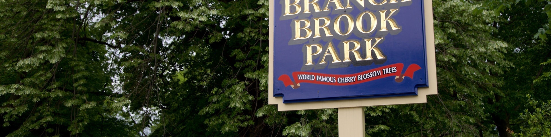 Branch Brook Park caracterizando um jardim e sinalização