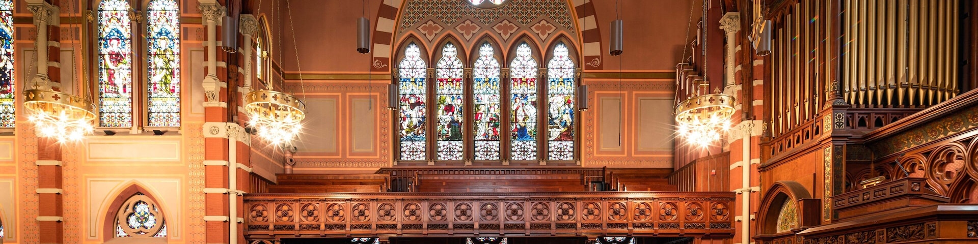 Old South Church which includes heritage elements, interior views and a church or cathedral