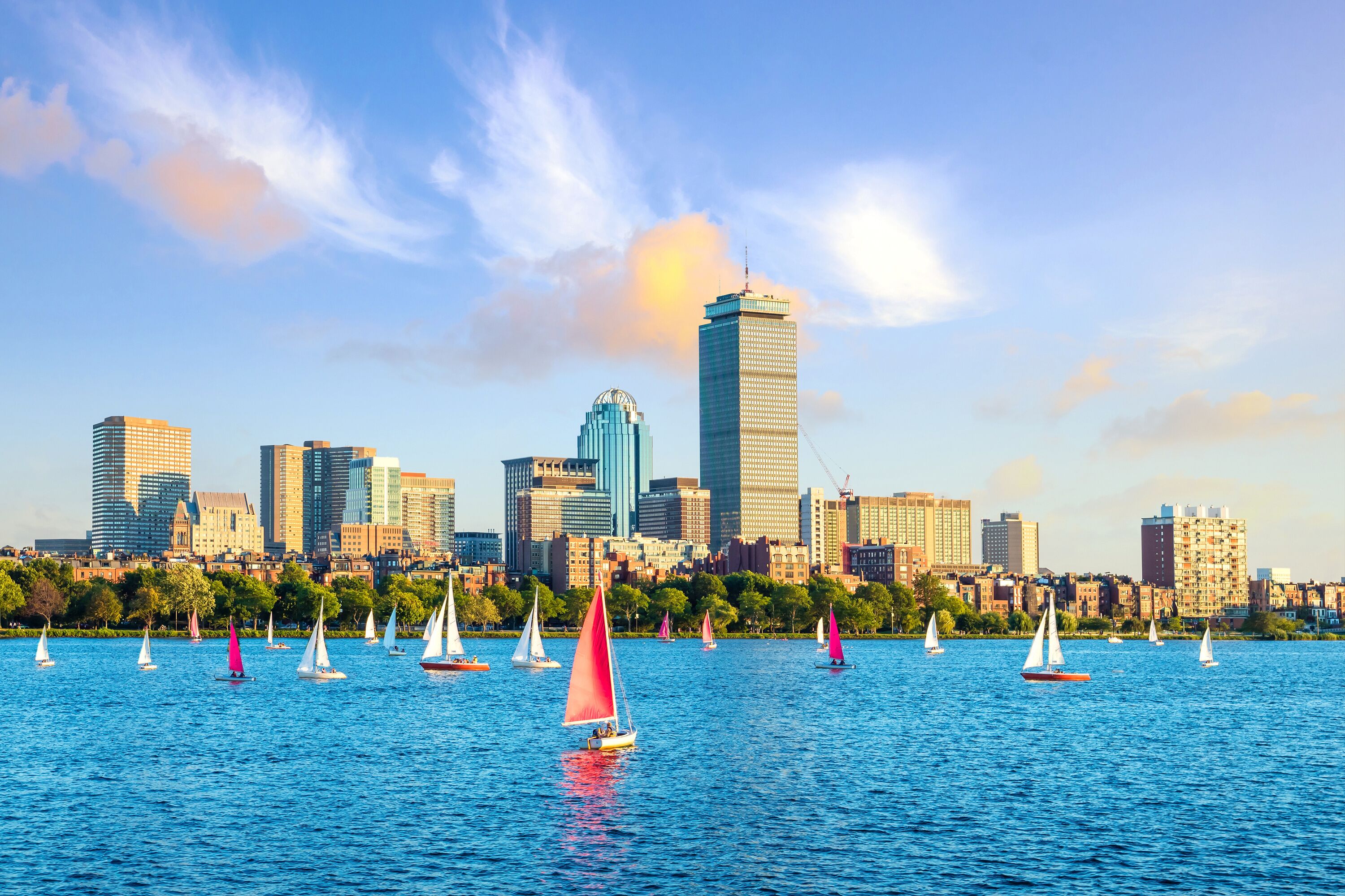View of Boston Skyline in summer afternoon