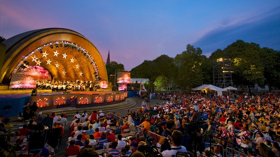 Charles River Esplanade which includes music, night scenes and performance art