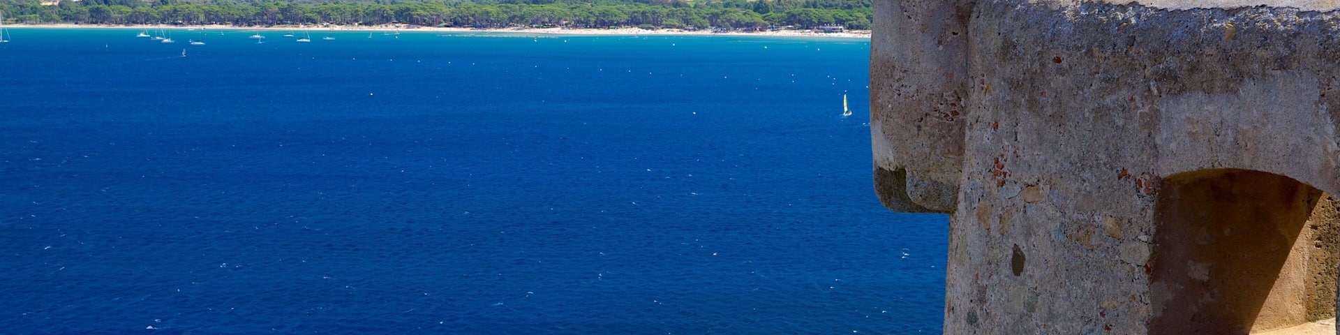 Chapelle de Notre Dame de la Serra which includes views, general coastal views and heritage architecture