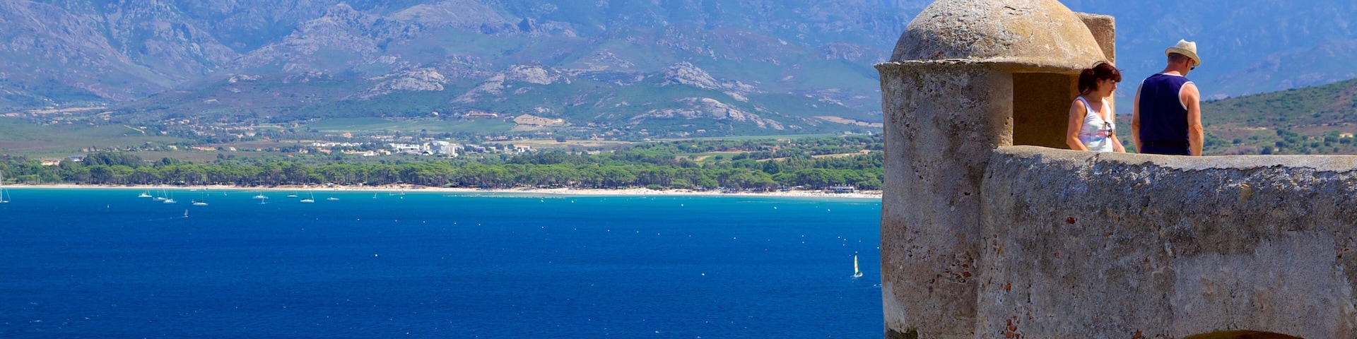 Chapelle de Notre Dame de la Serra which includes views, general coastal views and heritage architecture