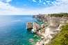 View of Bonifacio old town built on top of cliff rocks, Corsica