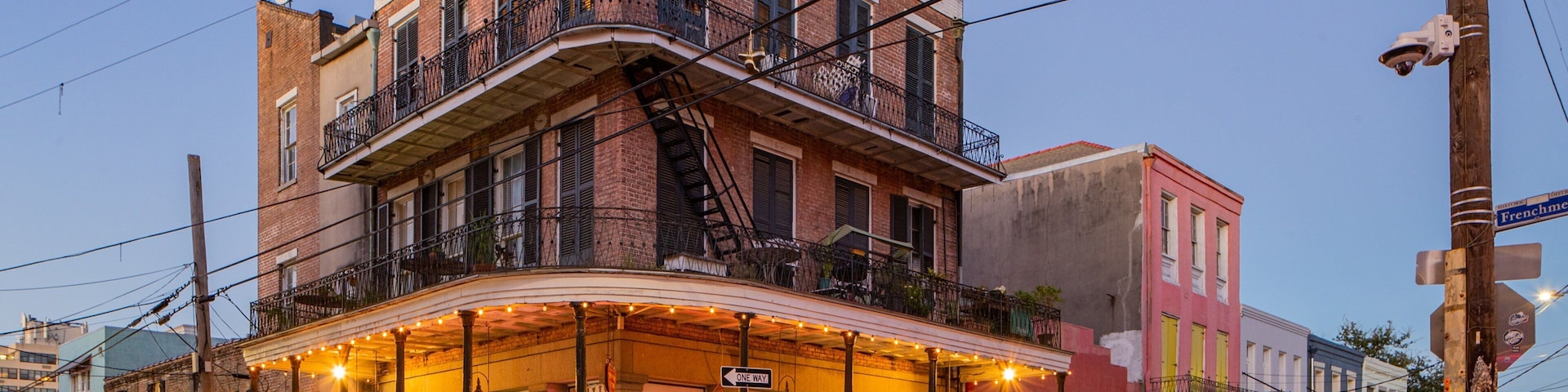 Frenchmen Street featuring street scenes and night scenes