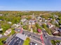 Saugus historic town center aerial view on Main Street in spring including Monument Square and Town Hall building on Central Street, Saugus, Massachusetts MA, USA.