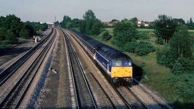 West of Iver Station Westbound Express in the evening light