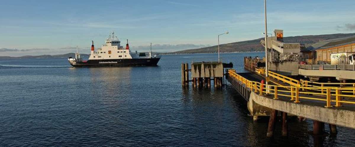 MV Coruisk arriving at Wemyss Bay ferry terminal after the crossing from Rothesay. This Calmac ferry plies the Mallaig-Armadale (summer)and upper Clyde (winter). Built by Appledore Shipbuiders Ltd, Bideford, Devon, 2003 Size: 65m x 14m Service. Speed: 14 knots. Capacity: 40 cars; 249 passengers.
