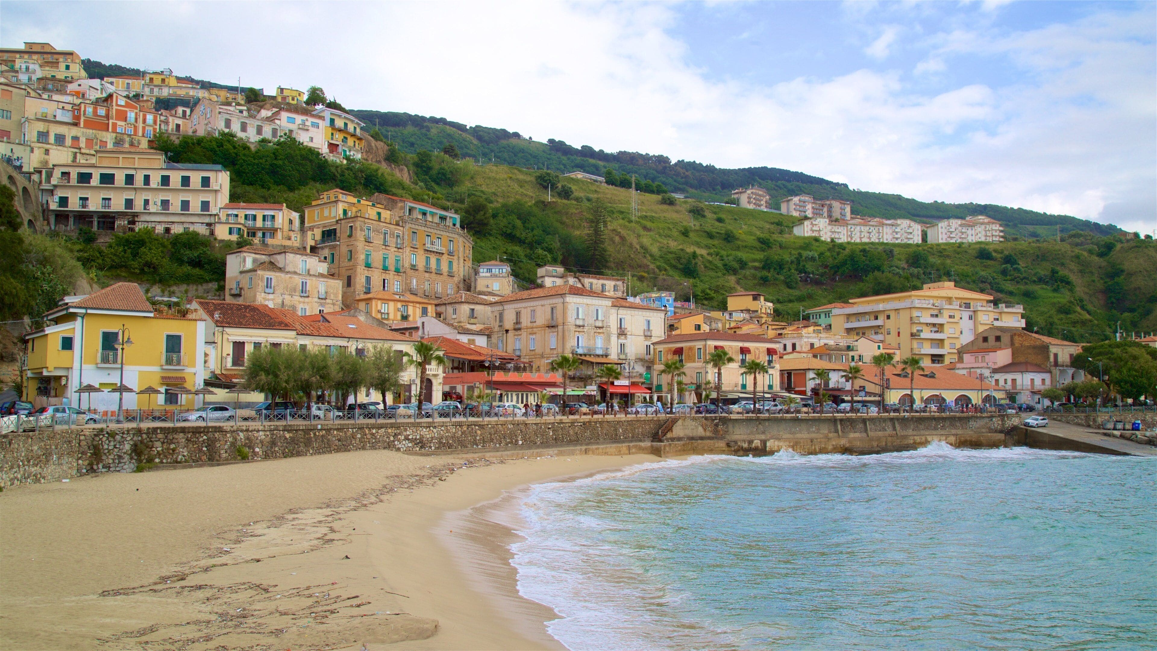 Pizzo Beach showing general coastal views, a coastal town and a sandy beach