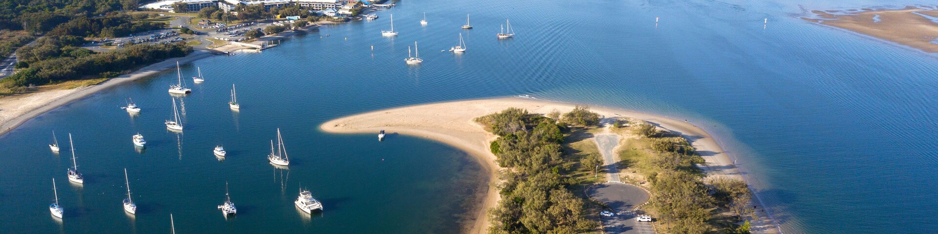 Aerial view over Doug Jennings Park and Broadwater, Gold Coast