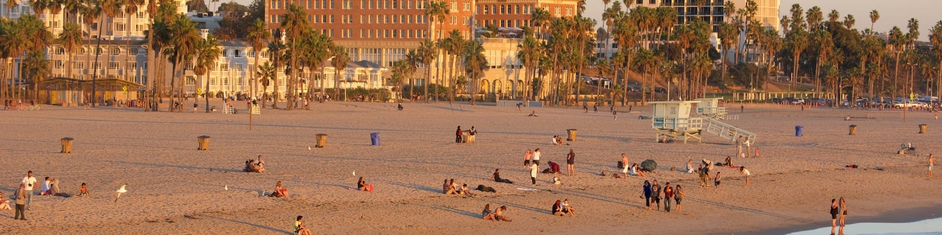 Santa Monica Beach showing a sunset, general coastal views and a beach
