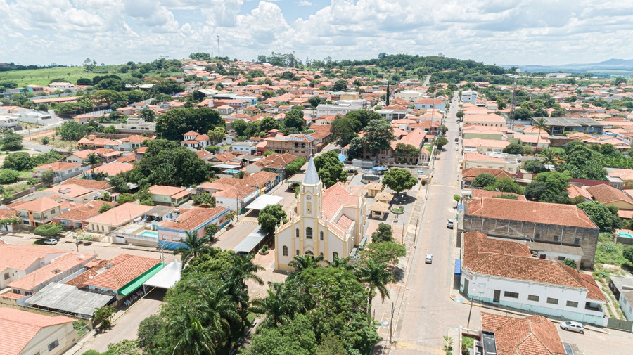 Aerial view of the Arceburgo city, Minas Gerais / Brazil.