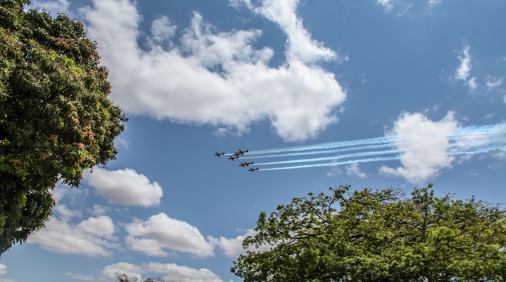 Brasilia, October 29, 2019: FAB, Brazilian Air Force, Smoke Squad, in the sky of the Brazilian capital, maneuvers and stunts in celebration of Brazil's Independence Day - September 7