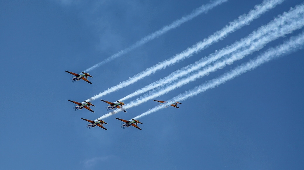 Brasilia, September 19, 2019: FAB, Brazilian Air Force, Smoke Squadron, in the sky of the Brazilian capital, a stunt show commemorating Brazil's Independence Day - September 7