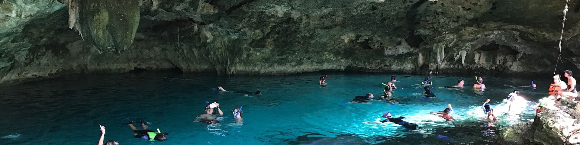 Dos Ojos Cenote in Mexico, great swimming hole with option for scuba diving through into cave of bats