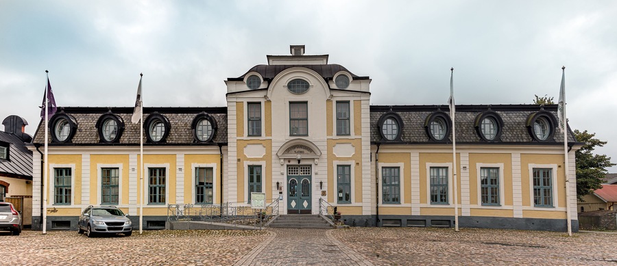 Tavern and square in Sjobo, Skane,