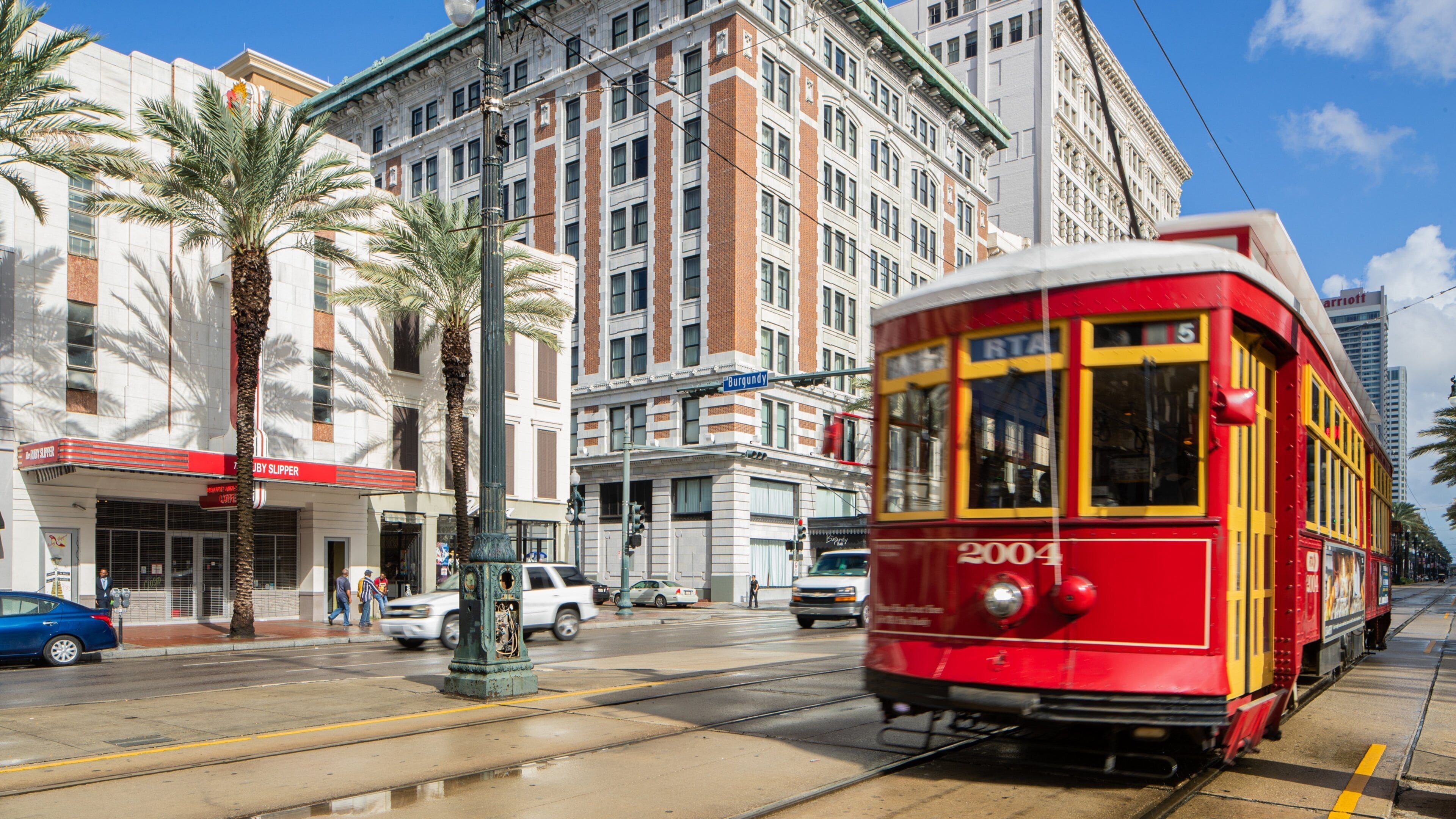 Canal Street showing railway items and a city
