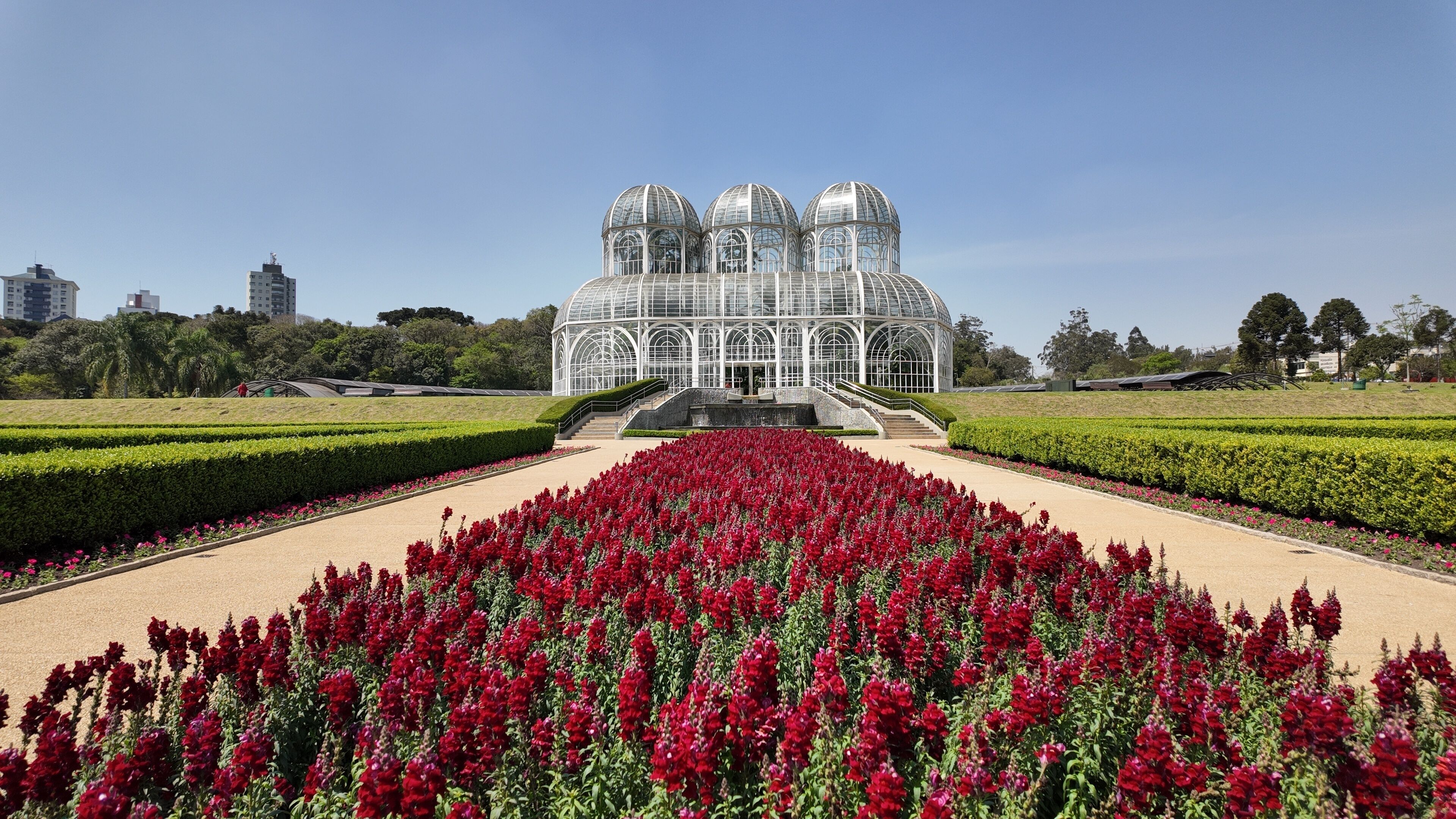 Curitiba Brazil. Botanical Garden At Curitiba In Parana Brazil. Gardening Landscape. Touristic Attraction. Urban Park. Botanical Garden At Curitiba In Parana Brazil. Flowers Plantation.