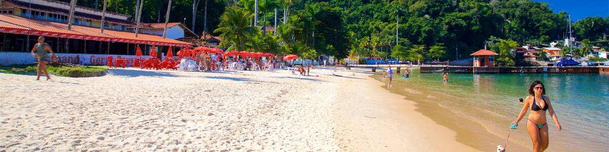 Angra dos Reis welches beinhaltet Sandstrand, allgemeine Küstenansicht und Bucht oder Hafen