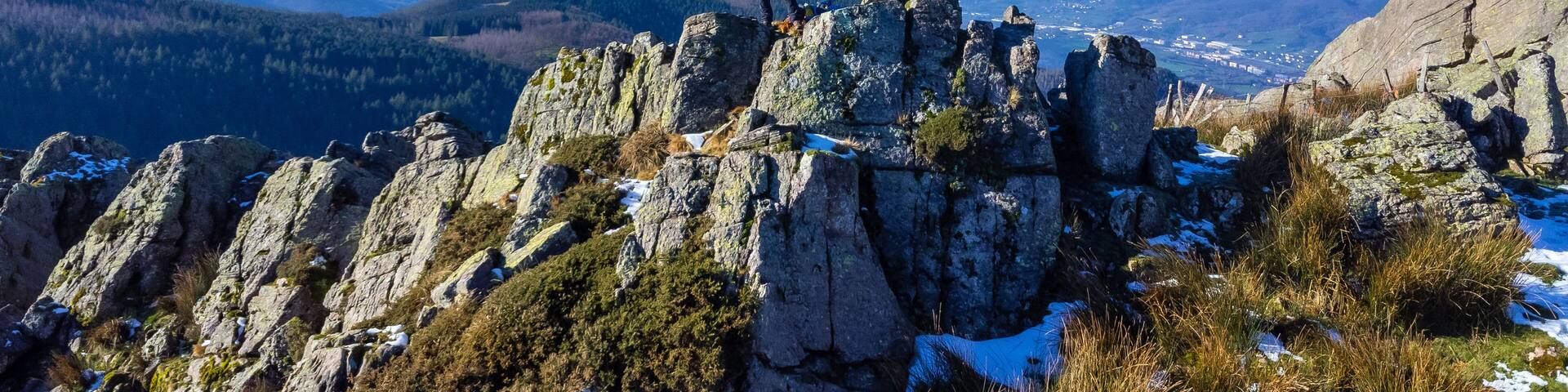 A man at the top of Mount Adarra, municipality of Urnieta in Gipuzkoa. Basque Country