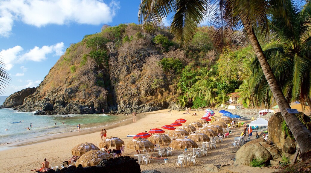 Playa del Cachorro mostrando vistas de una costa, una playa de arena y un hotel o complejo turístico de lujo