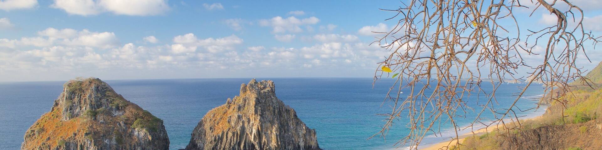 Porcos Bay showing general coastal views, island images and rugged coastline