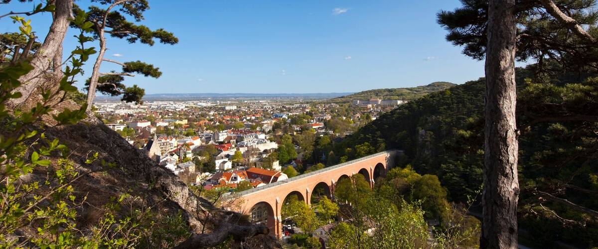 Mödling with famous aqueduct and the Wiener becken