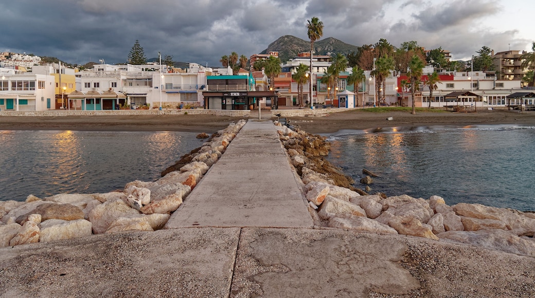 Malaga, Spain - December 14, 2018: View of the Village at Pedregalejo Beach