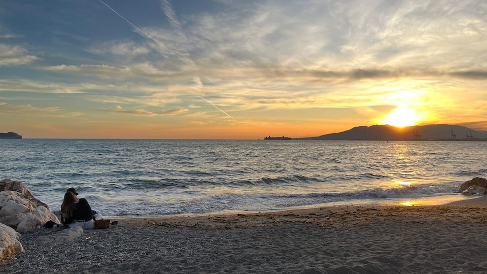 Pedregalejo sunset on the beach