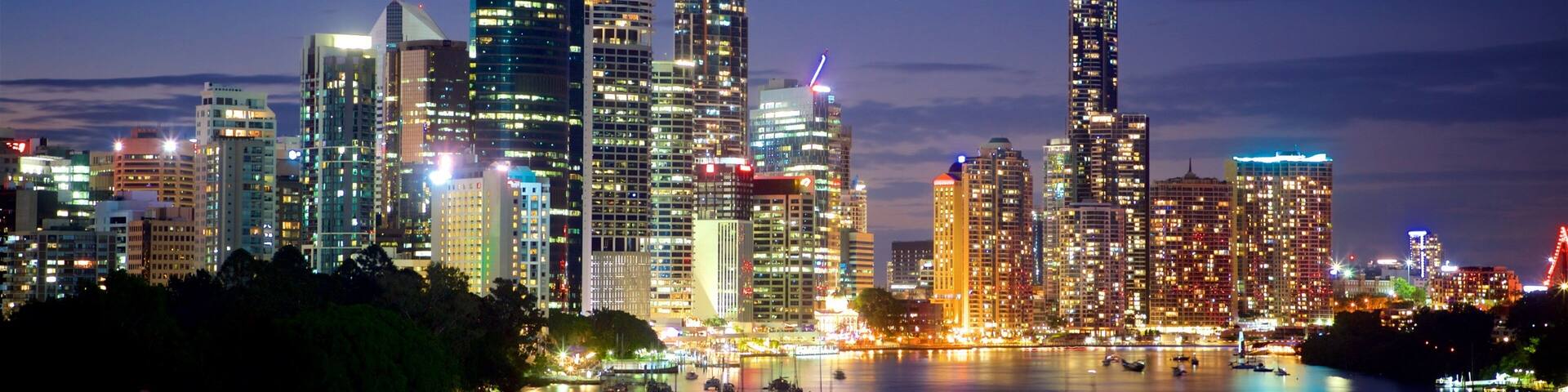 Kangaroo Point Cliffs which includes landscape views, a bay or harbor and night scenes