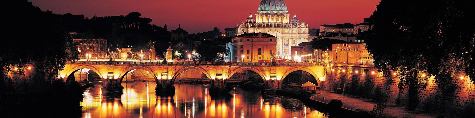 St Peter's Cathedral and River Tiber, Rome, Italy