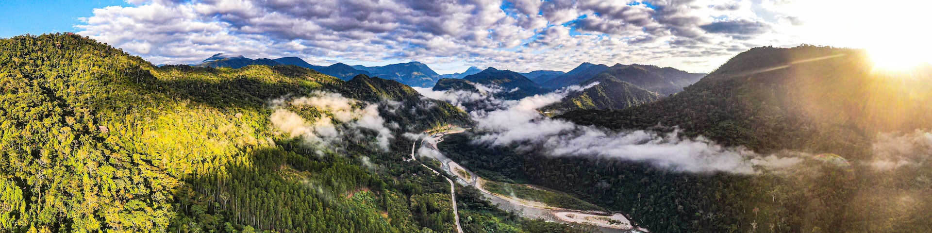 jungle panorama aerial view: selva central of peru close to la merced